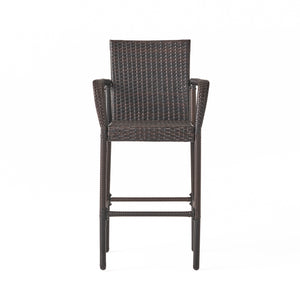 English Elm Littleton Outdoor Woven Faux Rattan Barstools Set of Two for Patio Pool Deck N758P391492D