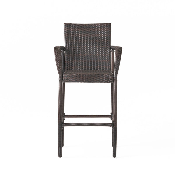 English Elm Littleton Outdoor Woven Faux Rattan Barstools Set of Two for Patio Pool Deck N758P391492D