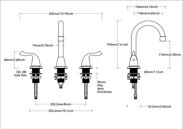 English Elm Bathroom Widespread Two Handle Faucet with Supply Lines and Pop up Drain Included B2724P499389