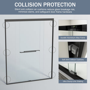 English Elm 56-60 in Semi-frameless Bypass Shower Door Matte Black Tempered Glass Walk-in W1573P239432