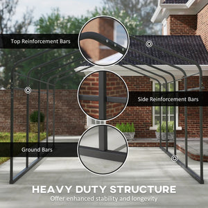 English Elm Outdoor All-metal Carport Canopy with Removable Pe Walls and Weather Resistant Roof T3971S00202