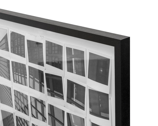 Sunpan Picture Urban Landscape Polaroids Wall Art - Black & White Framed Decor for Modern Spaces 50"x35"