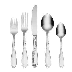 Lenox Oneida Cresta 90 Piece Everyday Flatware Set, Service for 12 Metallic, STAINLESS METAL H097090A