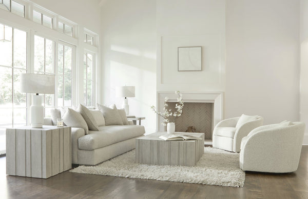 Bernhardt Bernhardt Wire-Brushed Oak Tempo Cocktail Table With Geometric Vertical Panels, Casters, Larza Finish 346014