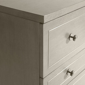 Bernhardt Bernhardt Cornelia Tall Drawer Chest With Nebbia Ash Finish, Brushed Stainless Inlays, 5 Soft-Close Drawers 331118