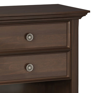 English Elm Amherst Bedside Table - Handcrafted Natural Aged Brown With Drawers & Open Shelf For Versatility B136P158368