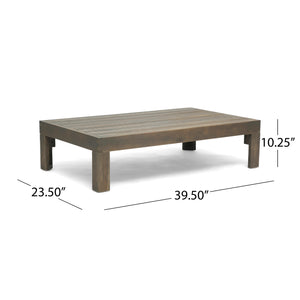 English Elm Alcove Acacia Hardwood Outdoor Sectional Set with Ottoman and Coffee Table 63714.00GDGRY