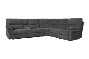 Parker House Parker Living Bryant - Ruffles Coal 6 Piece Modular Power Reclining Sectional with Power Adjustable Headrests Ruffles Coal 100% Polyester (W) MBRY-PACKA(H)-RFC