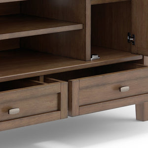 English Elm Warm Shaker Tv Media Stand - Rustic Solid Wood Storage Solution For Stylish Living Rooms B136P159672-GIGA