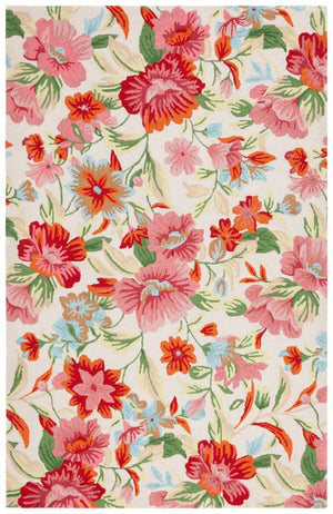 Safavieh Easy Care 302 Hand Tufted Floral Rug Ivory / Red 4' x 6'