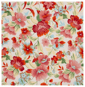 Safavieh Easy Care 302 Hand Tufted Floral Rug Ivory / Red 4' x 6'
