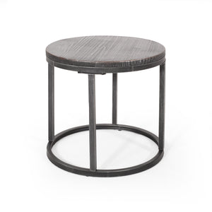 English Elm Christopher Knight Home® - COFFEE Modern Industrial Nesting Table Set — Wire‑Brushed Firwood Tops with Sturdy Iron Frame Durable Style Black+Silver 67141.00