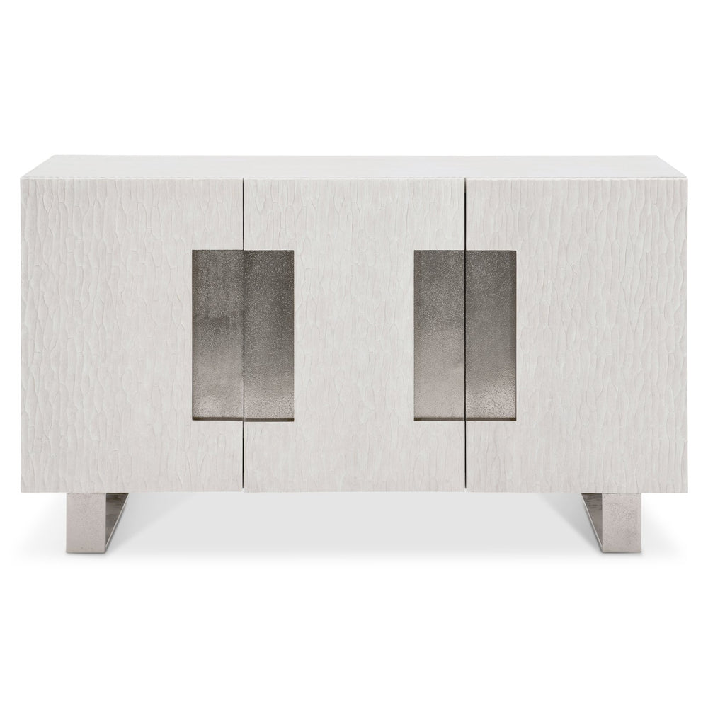 Bernhardt Bernhardt Solaria Buffet With Weathered Bone Finish, Chiseled Resin Doors, Soft-Close Storage Console 310134