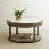 Round Cocktail Table with Marble Top Natural with Warm natural finish P301-ACC-K1 Pulaski Furniture