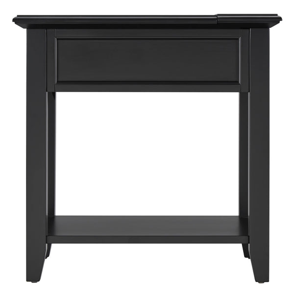 Homelegance By Top-Line Cerie 1-Drawer Side Table with Charging Station Black Wood