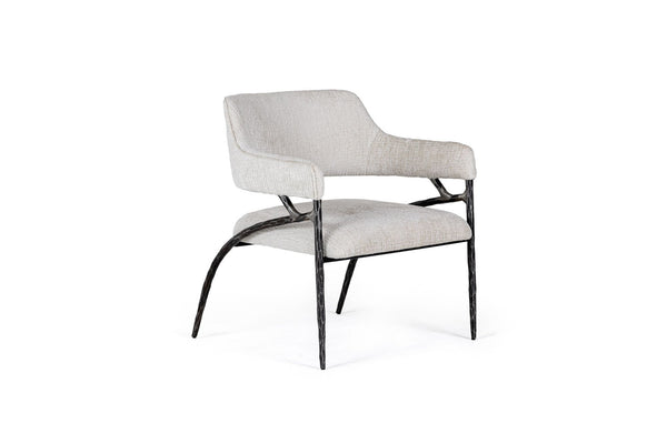 VIG Furniture Modrest Ector - Modern Off-White Fabric + Forged Metal Accent Chair VGMY-2915-OFF