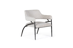 VIG Furniture Modrest Ector - Modern Off-White Fabric + Forged Metal Accent Chair VGMY-2915-OFF