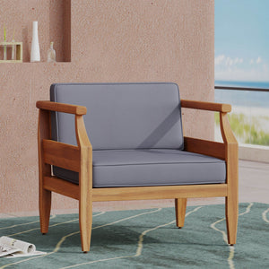 English Elm Aston Outdoor Mid-century Acacia Wood 4 Piece Patio Chat Set with Teak Finish 68589.00DGRY
