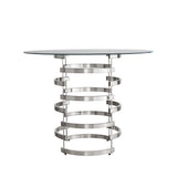 Homelegance By Top-Line Pierce Vortex Base Counter Height Dining Table Chrome Metal