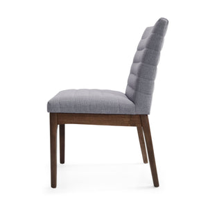 English Elm Christopher Knight Home® - DINING Chair Set of 2 Dark Grey Mid-Century Upholstered Fabric Seats with Channel Stitching & Splayed Rubberwood Legs 73471.00