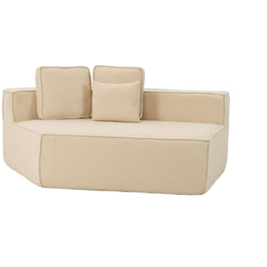 English Elm Beige Teddy Fleece Modular Floor Lounge Chair Plush Foam Cushions for Dorm or Living Room W3326P354556