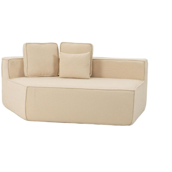 English Elm Beige Teddy Fleece Modular Floor Lounge Chair Plush Foam Cushions for Dorm or Living Room W3326P354556