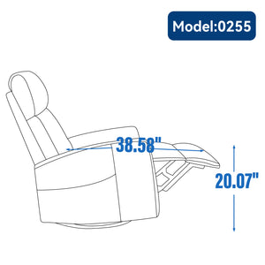 English Elm Heat Massage Rocker Recliner with Swivel Base and Vibrating Nodes for Living Room Blue W1803P251883