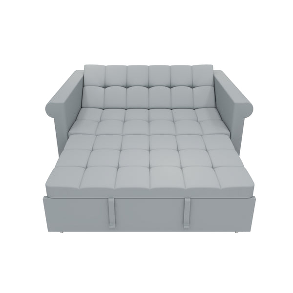 English Elm 2-SEATER Velvet Loveseat Sleeper Sofa Bed Gray - Compact Pull-Out Couch with Side Pocket, 6-Angle Backrest W1867P315755