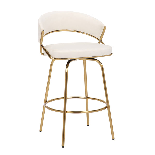 English Elm Jie Glam Velvet Counterstools with Gold Metal Frame for Kitchen Islands Set of 2 B202S00332