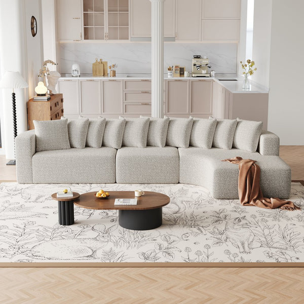 English Elm 131.1-inch Chenille Cloud Sectional Curved Modular Sofa with Memory Foam and 10 Pillows W3505S00011