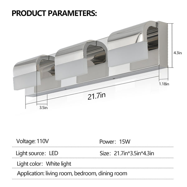 English Elm Bathroom Vanity Lighting - Modern 3-Light Led Fixture For Bright, Energy-Efficient Bathroom Illumination W2312P374898