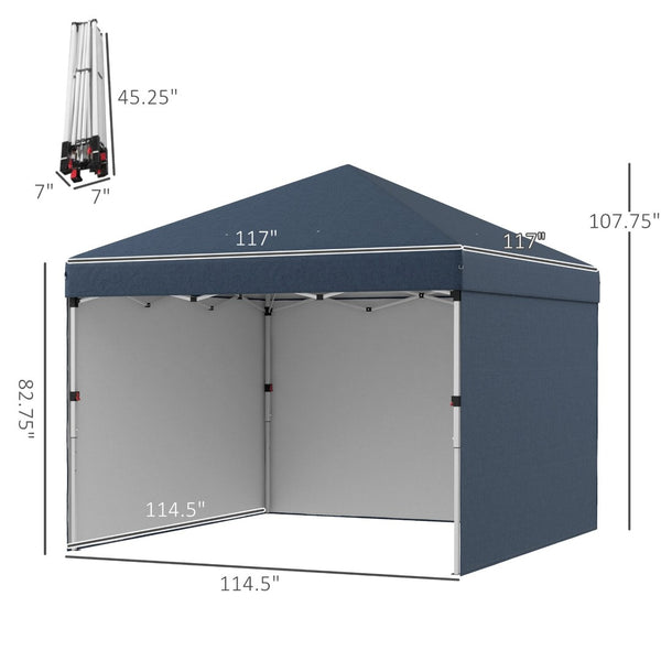 English Elm Outsunny 10' X 10' Adjustable Pop-Up Canopy Tent With Sidewalls, Weight Bags & Carry Bag For Events W2225P174159-GIGA