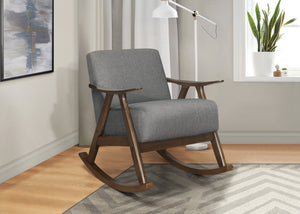 English Elm Modern Walnut Wood Frame Rocking Chair Upholstered Cushion Seat Mid-century Living Room Gray B011P255260