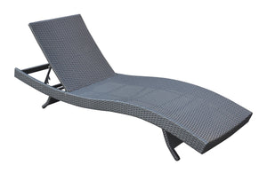 English Elm Delarie Outdoor Adjustable Wicker Chaise Lounge Chair - Black Aluminum Frame, UV/Water Resistant, Ergonomic Comfort 78" B2736P354344