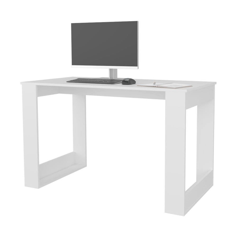 English Elm FM Gaming Desk Elite with Elevated Monitor Shelf for Ergonomic Setup, Spacious Surface and Durable Build White 52 L x 29 W x 3 H B128P283296