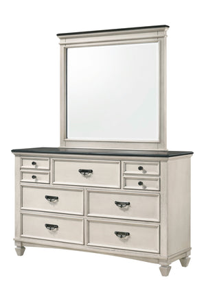 English Elm Beautiful Farmhouse Chest of Drawers with Vintage Molding and Black Nickel Hardware for Elegant Storage Beige 62.75 L x 20.2 W x 35.2 H B011P228559