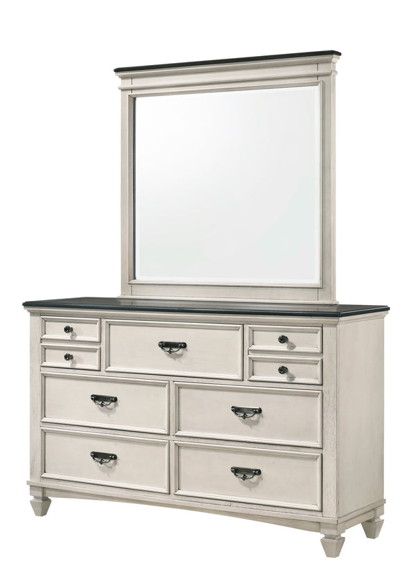 English Elm Beautiful Farmhouse Chest of Drawers with Vintage Molding and Black Nickel Hardware for Elegant Storage Beige 62.75 L x 20.2 W x 35.2 H B011P228559