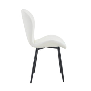 English Elm Set of 4 Olive Fabric Dining Chairs Ergonomic Cushion Black Steel Frame Modern White+Black W1151P454887