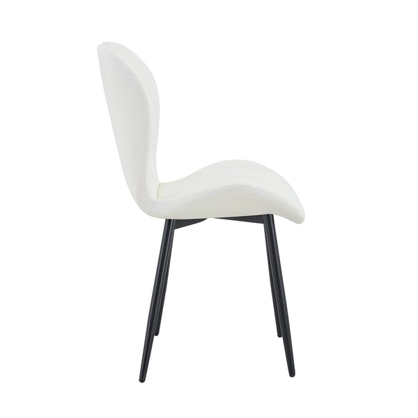 English Elm Set of 4 Olive Fabric Dining Chairs Ergonomic Cushion Black Steel Frame Modern White+Black W1151P454887