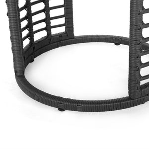 English Elm Christopher Knight Home® - TATIANA Side Table Rattan Accent with Sleek Round Profile, Durable Woven Texture, Compact Design Grey 66027.00GRY