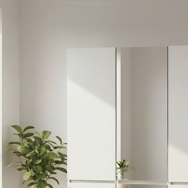 English Elm Elise Modular Wood Closet System with Mirror – Durable White Melamine, Ample Storage, Easy Assembly, Tall B040S00122
