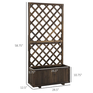 English Elm Garden Raised Planter Box Solid Fir Wood with Vertical Trellis for Climbing Vines Patio T3971P423195