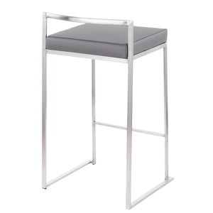 English Elm Contemporary Stackable Steel Counter Stools Padded Fabric Seats for Kitchen Islands Set of 2 B202P222001