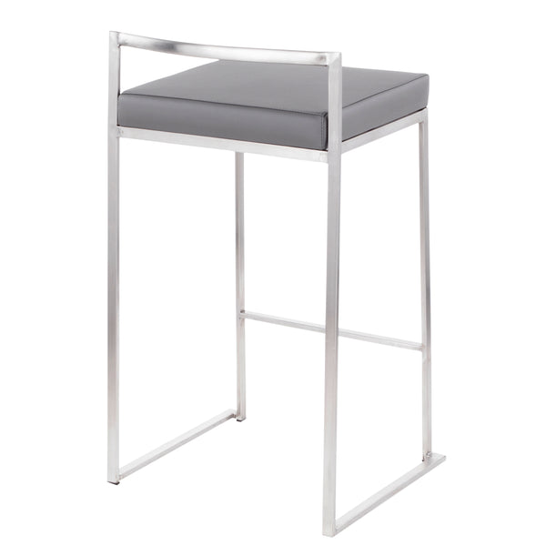 English Elm Contemporary Stackable Steel Counter Stools Padded Fabric Seats for Kitchen Islands Set of 2 B202P222001
