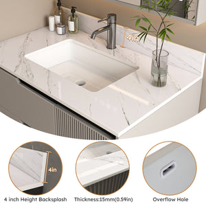 English Elm 37 Inch Marble Vanity Top - Elegant Bianco Carrara With Undermount Sink & 4" Backsplash For Style W2700P194074