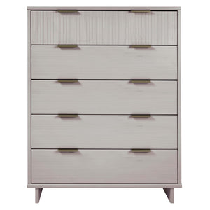 English Elm Granville 38" Light Gray Chest - 5-Drawer Modern Elegance With Gold Handles For Stylish Storage B365S00085