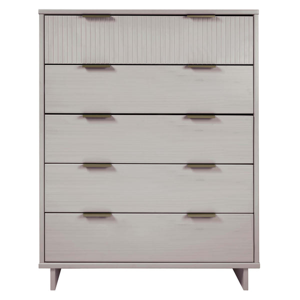 English Elm Granville 38" Light Gray Chest - 5-Drawer Modern Elegance With Gold Handles For Stylish Storage B365S00085