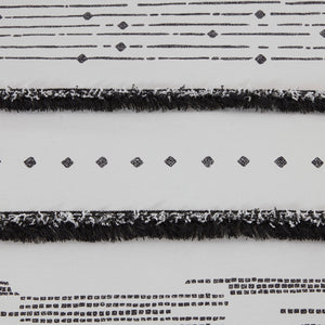 English Elm King/Cal King Cotton Printed Duvet Cover Set with Tufted Trim Rows, Black Stripe Percale, Hidden Bar Tacks, Shams B03596488