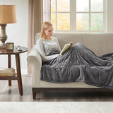 Woolrich Heated Plush to Berber Casual Throw WR54-1767 Grey