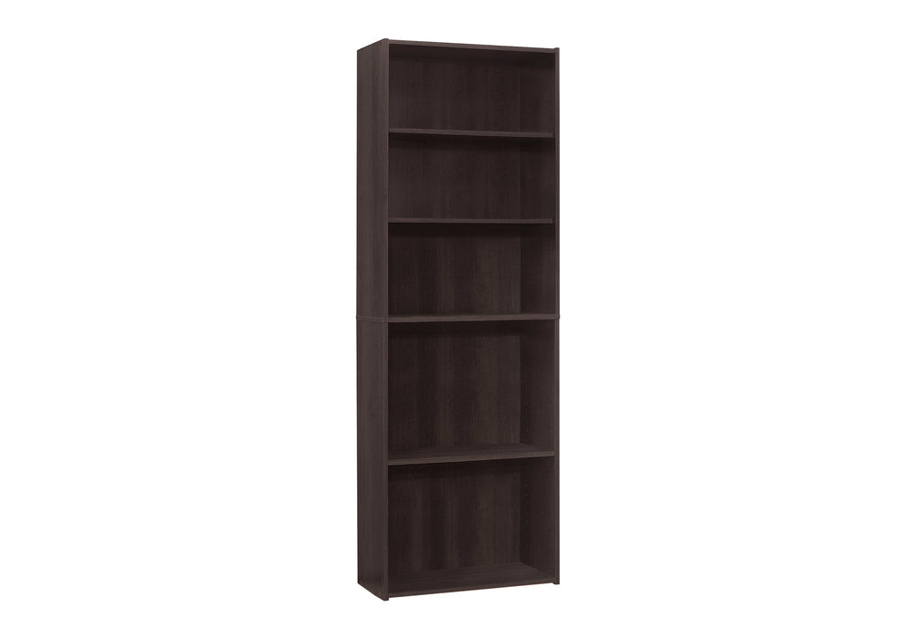 English Elm Bookshelf, Six Tier Tall White Laminate Unit for Home Office or Bedroom Storage B2710P219784
